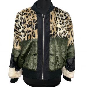 NBD Leopard Print Faux Fur Jacket